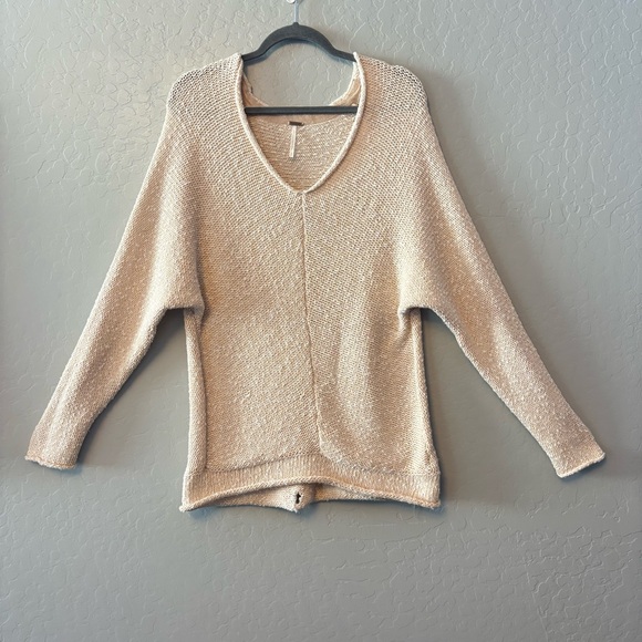 Free people marled bright lights open stitch sweater in beige color small - Picture 2 of 16